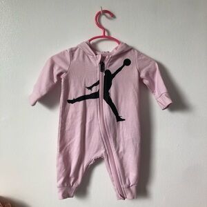 Jordan Pink Baby Hooded One-Piece with Black Athletic Logo